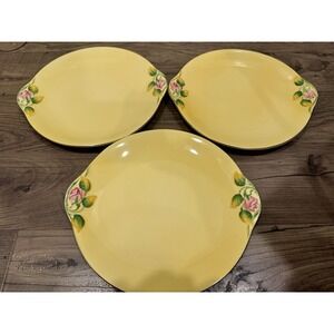 VINTAGE ROYAL WINTON YELLOW ROSEBUD DINNER CAME PLATE TRIO SET